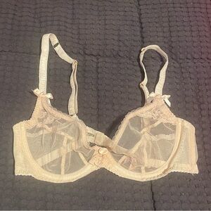 Agent Provocateur Sheer Lace Mesh Nude Peach Bra 36B